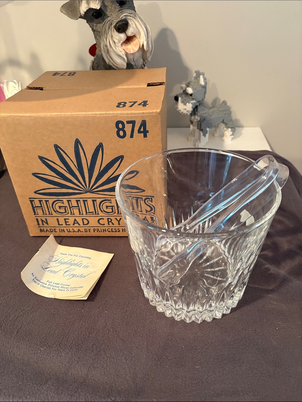 Highlights Lead Crystal Ice Bucket with Tongs - Clear
